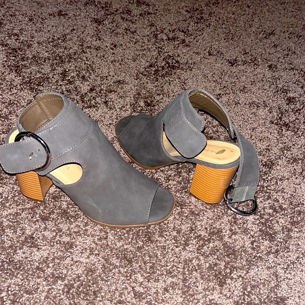 Grey Madden Girl chunky heel sandals